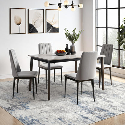 DMOYEST 10x14 Area Rug for Living Room, Washable & Non Slip Large Indoor Carpet, Kid & Pet Friendly Soft Thin Low Pile Abstract Rug for Bedroom and Office - Grey Blue