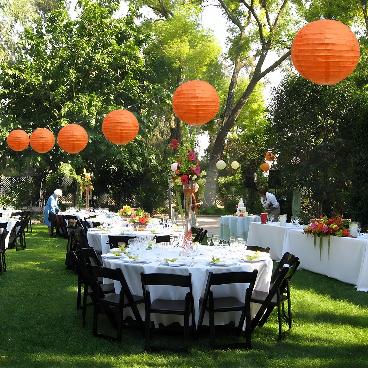 20Pcs Orange Paper Lanterns for Parties, 6” 8” 10” 12” Chinese Asian Hanging Round Paper Lanterns for Birthday Wedding Halloween Christmas Home Decor Party Decor
