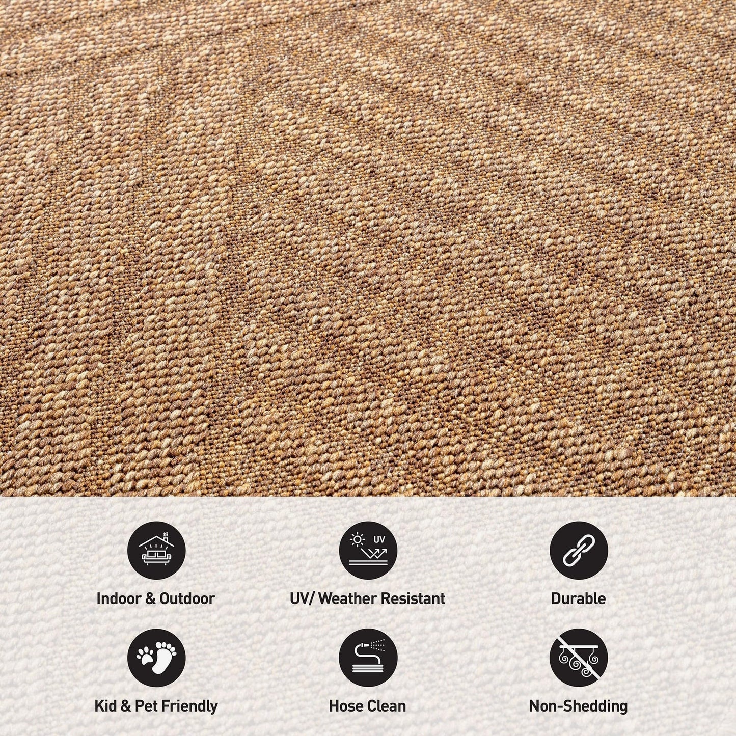 Rugshop Diamond Grid Indoor Outdoor Flat Woven Area Rug,Natural Jute-Style,Easy-Care Patio Rug for Backyard Porch Deck Balcony, 7'10" x 10' Natural/Jute