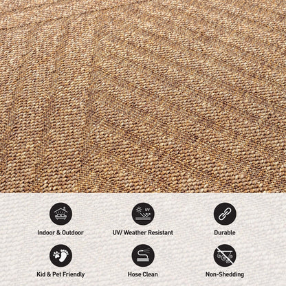 Rugshop Diamond Grid Indoor Outdoor Flat Woven Area Rug,Natural Jute-Style,Easy-Care Patio Rug for Backyard Porch Deck Balcony, 7'10" x 10' Natural/Jute