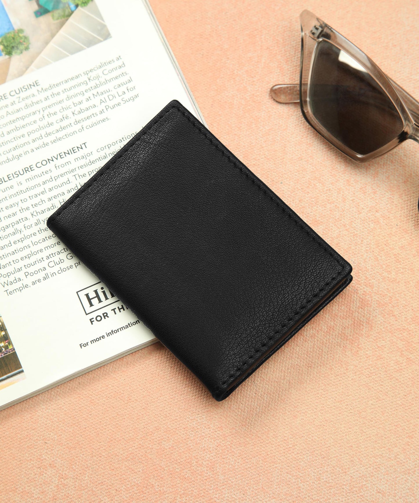 Leatherboss Genuine Leather Small Slim Bifold Wallet | Credit, Debit, ID Card Holder | Compact & Stylish with Clear ID Windows | Gift for Men, Black