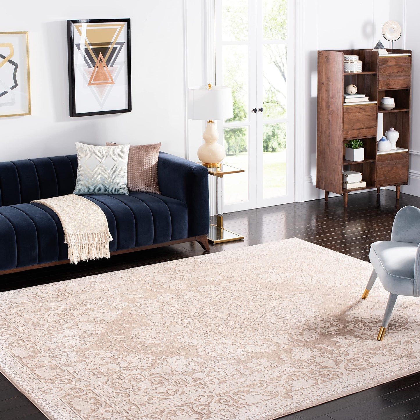 SAFAVIEH Area Rug 9x12 - Reflection Collection - Large - Beige & Cream, Non-Shedding & Easy Cleaning, Ideal for Living Room, Bedroom, Dining Space (RFT664A)