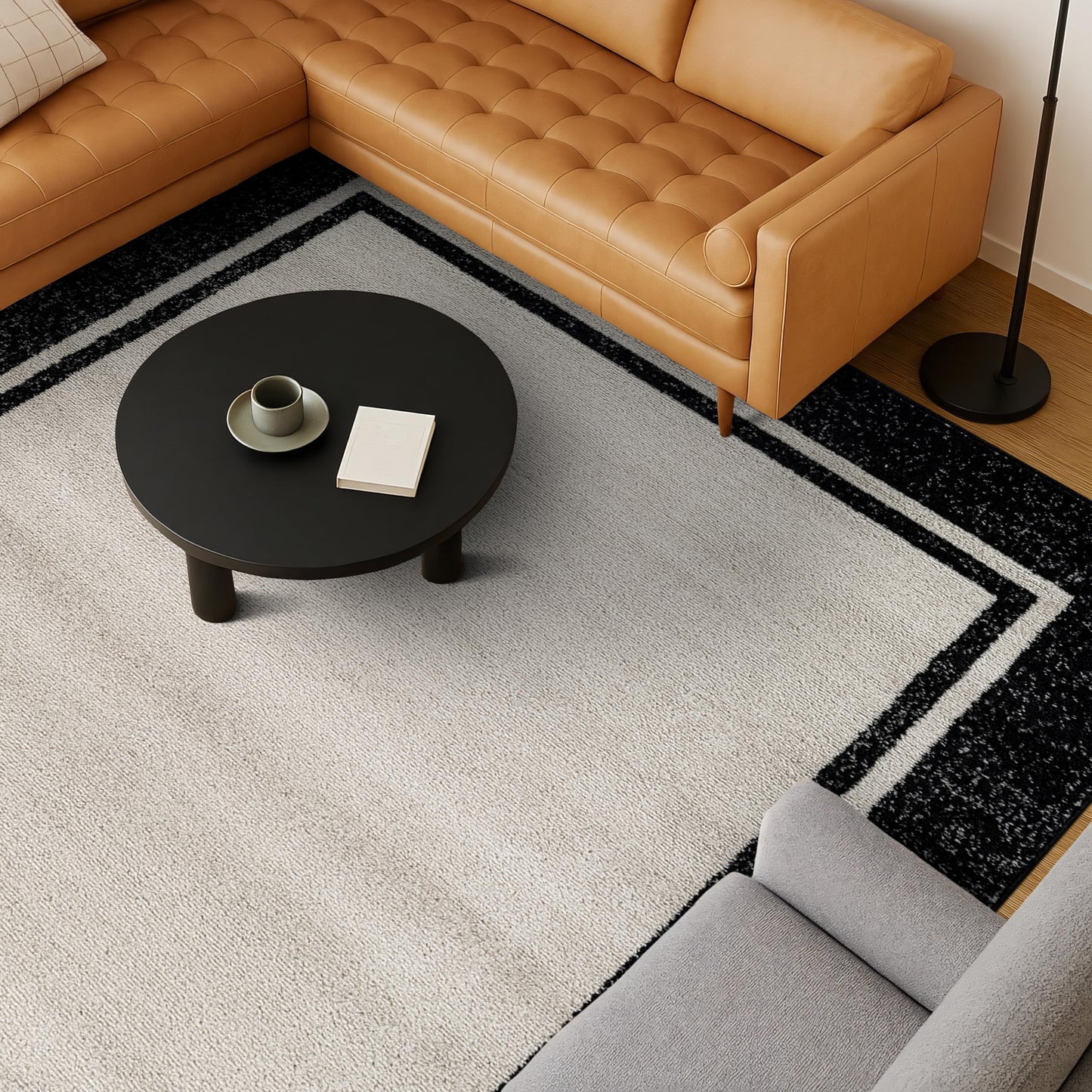 Rugshop Modern Transitional Bordered Indoor Area Rug for Living Room,Bedroom,Kitchen Rug Low Pile Rug with Jute Backing 7' 10" x 10' Cream