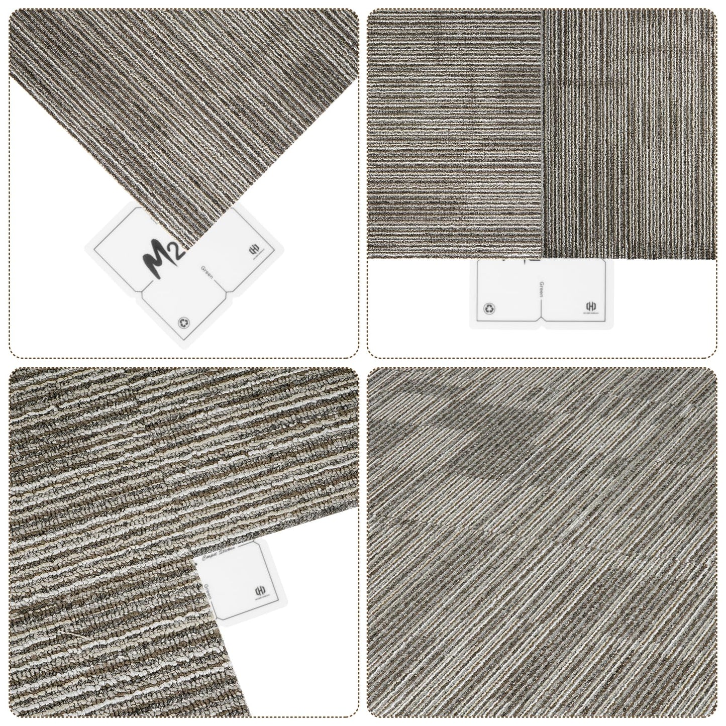 uyoyous 24 Pcs Commercial Carpet Tiles, 20'' x 20'' Twill Jacquard Carpet Squares with Non-Slip Backing, 64.58 Sq Ft Reusable Carpet Floor Tiles with Stickers for Home Office