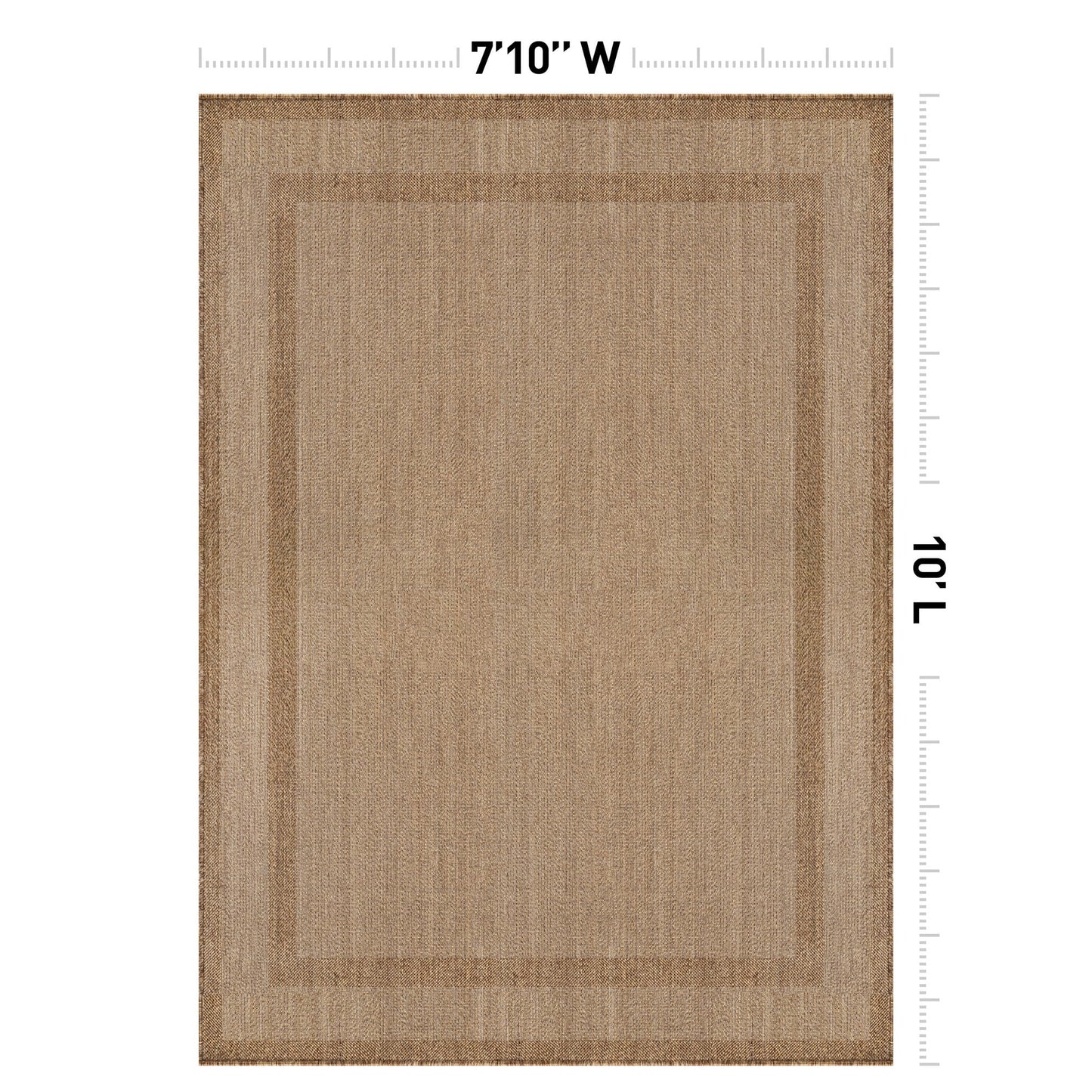 Rugshop Border Plain Indoor Outdoor Flat Woven Area Rug,Natural Jute-Style,Easy-Care Patio Rug for Backyard Porch Deck Balcony, 7'10" x 10' Sand/Natural