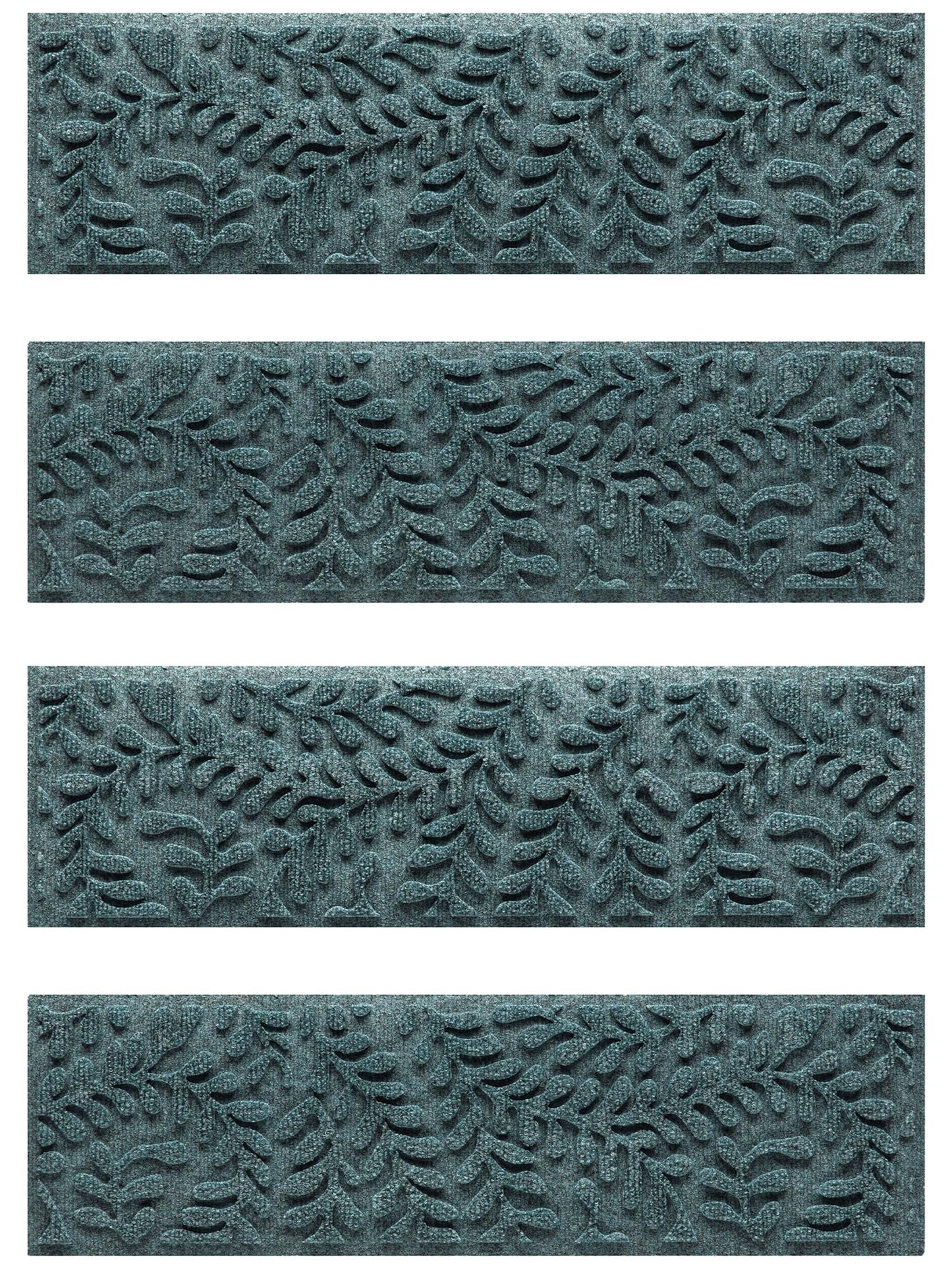WaterHog Boxwood Stair Treads for Indoor Ourdoor Stairs, Absorbent All-Weather Stair Runner with Rubber Backing, Dirt & Moisture Trapper, Easy Clean Mat, Made in USA, 8.5"x30", 4pcs, Bluestone