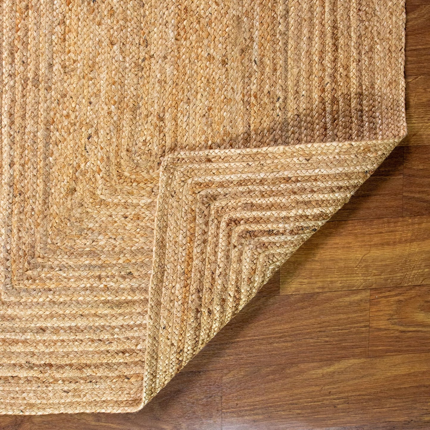 Super Area Rugs Jute Rug - Reversible Natural Fiber Hearth Carpet- Eco Friendly Floor Covering for Kitchen - Doorway Hand Woven, Natural, Half Circle 16" x 33"