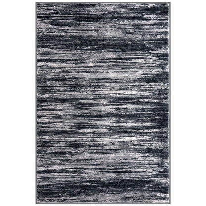 SIILOOM 8x10 Modern Abstract Area Rug for Bedroom, Black Large Super Soft Washable Rugs with Non-Slip, Non-Shedding Carpet for Living Room, Indoor Door Mat for Office Home Décor