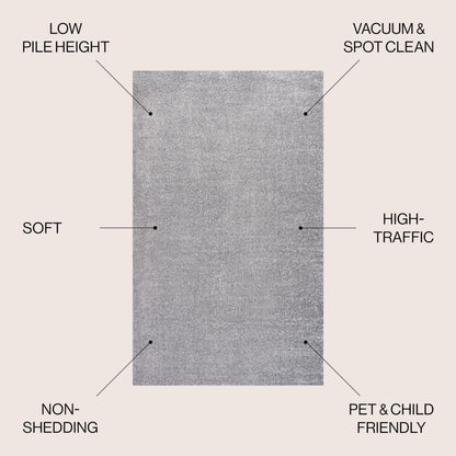 JONATHAN Y Haze Solid Low-Pile Gray 4' Round Indoor Area Rug, Coastal,Bohemian,Minimalist,Classic, Easy-Cleaning for Living Room,Bedroom,Kitchen,Pet Friendly,Non-Shedding (SEU100A-4R)