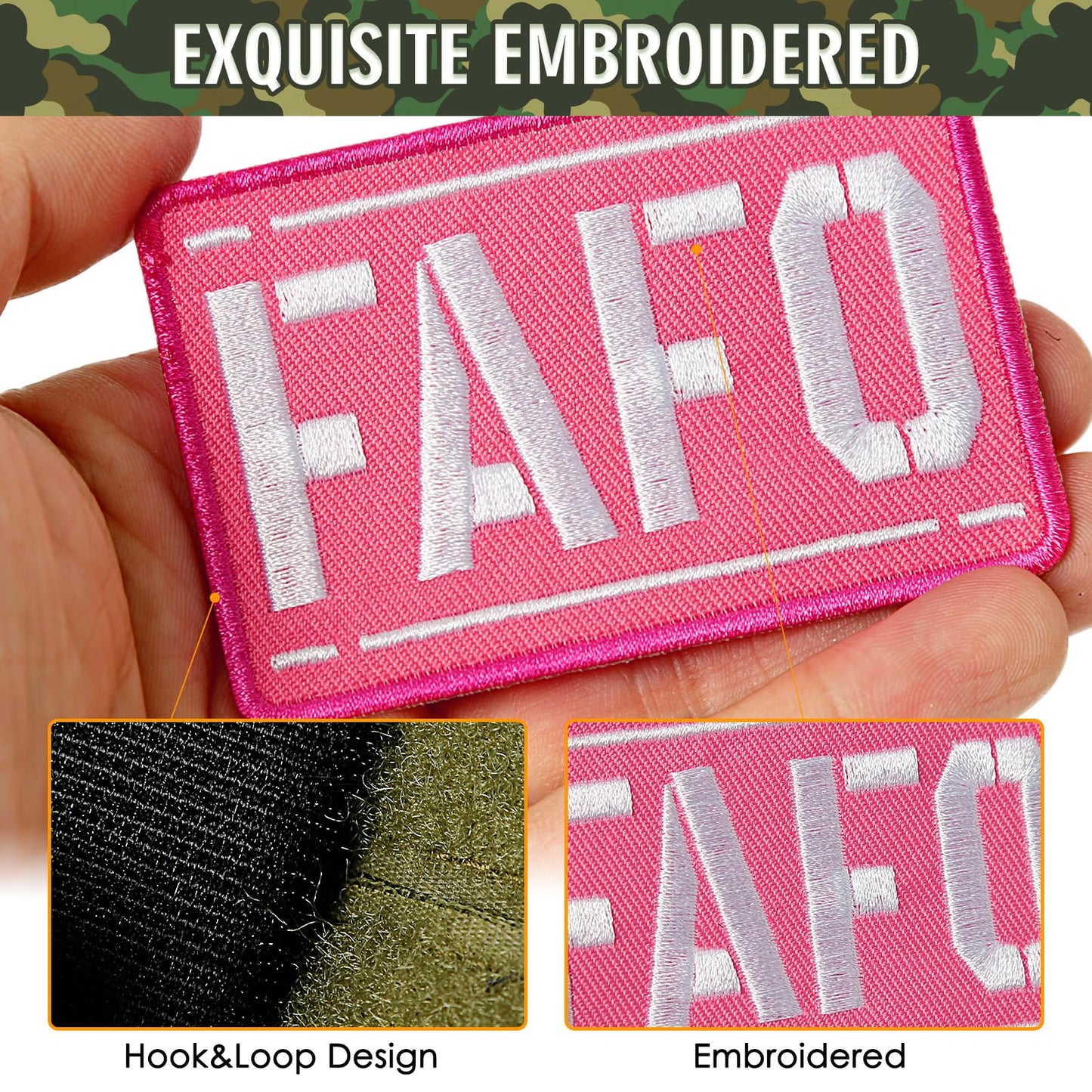 XMJY Pink Hook and Loop Patches - Fuck Around and Find Out Patch, Funny Embroidered Meme Patch, FAFO Patch for Backpacks, Dog Harnesses, Army Vests, Jackets, Jeans, Hats, Helmets