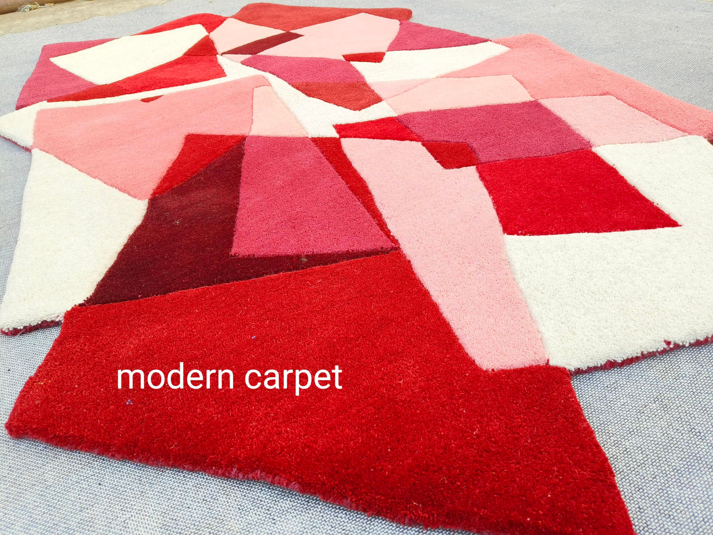 Irregular Shaped Throw Rugs Illusion Pattern Hand-Tufted 100% Wool Handmade Area Rugs 3X5 Ft Multicolor Elegant Hand Tufted Entryway Carpet (3x5 Feet)
