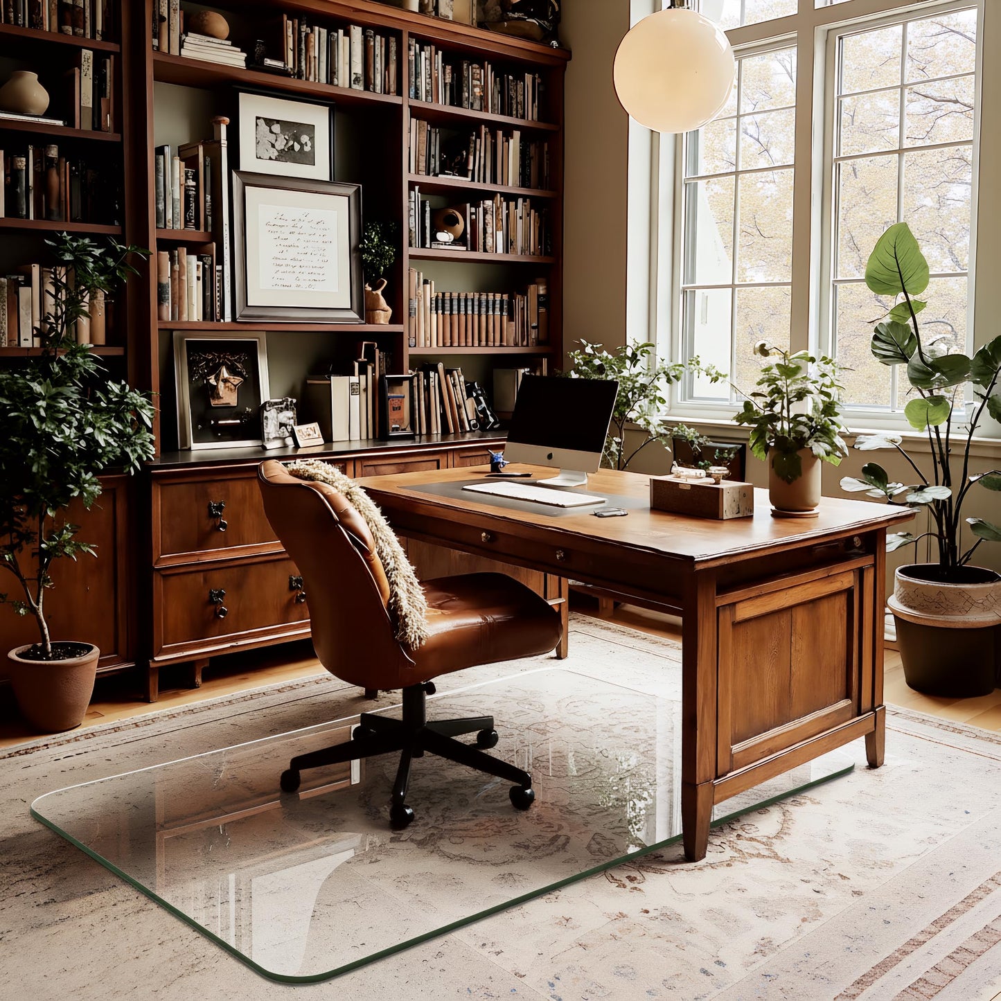 Furnbar Office Chair Mat for Carpet & Hardwood, Upgraded 29" x 42" Dual Use Tempered Glass Chair Mat for Chair and Footrest Under Desk