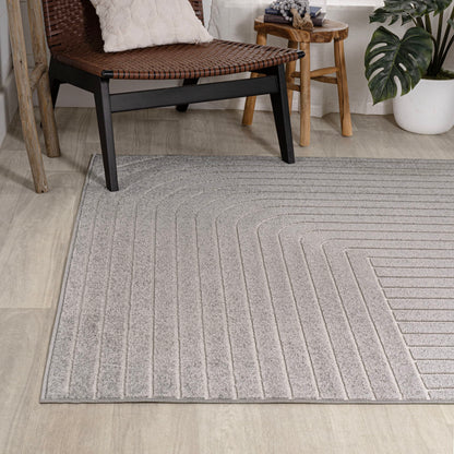 JONATHAN Y Odense High-Low Angle Indoor/Outdoor Area Rug, 8x10, Gray/Ivory, Modern, Contemporary, Geometric, Bohemian, Bedroom, Kitchen, Living Room, Non Shedding (SCN101B-8)