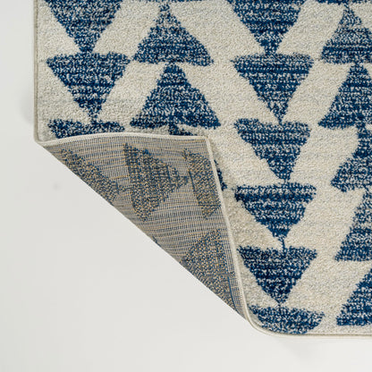 JONATHAN Y Aisha Moroccan Triangle Geometric Cream/Navy Indoor Area Rug, 8x10, Contemporary, Modern, Easy-Cleaning for Living Room, Bedroom, Kitchen, Pet Friendly, Non-Shedding (MOH206D-8)