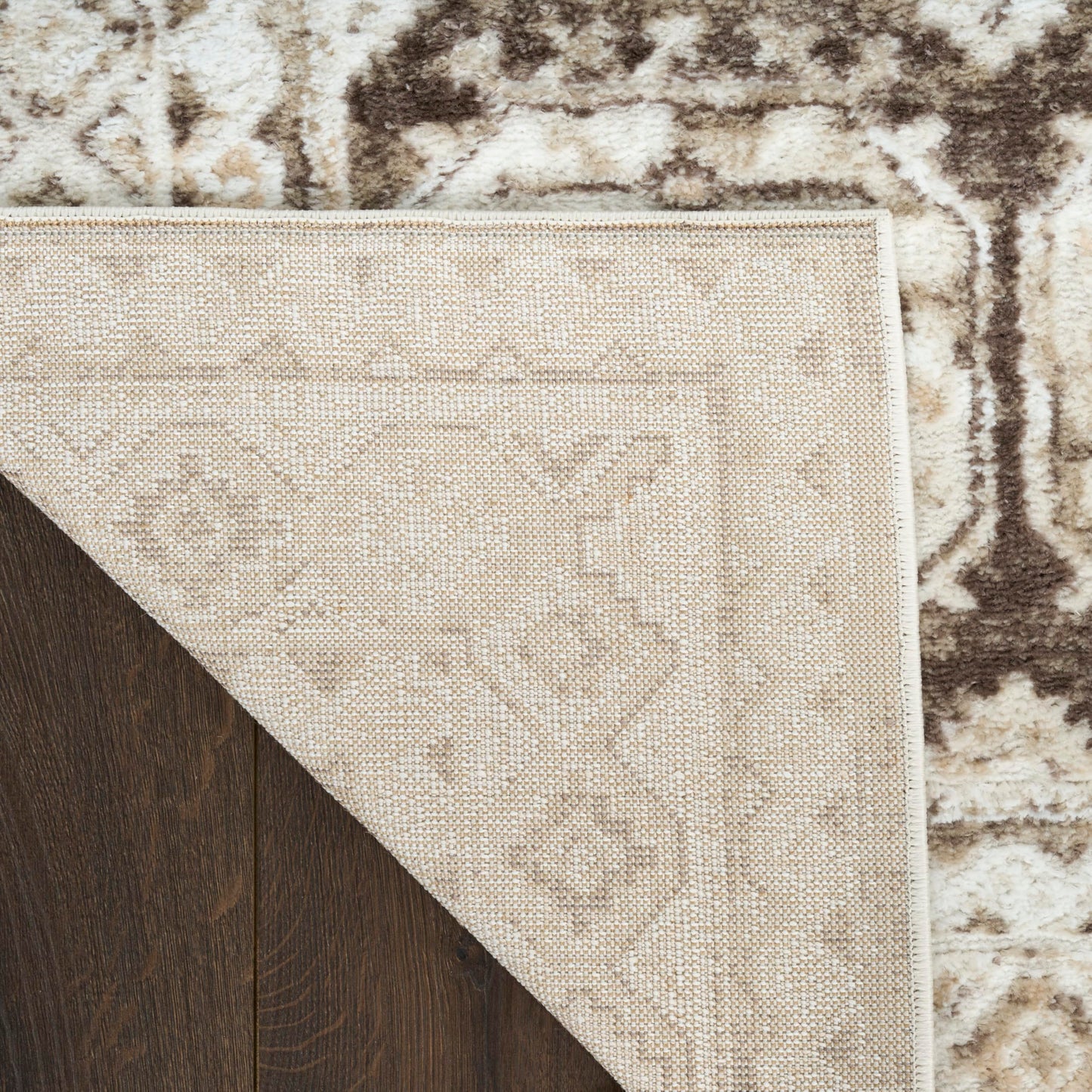 Nourison Home Dekor Ivory Brown 5'3" x 7' Area Rug - Easy Clean, Non Shedding, Bed Room, Living Room, Dining Room, Kitchen (5' x 7')