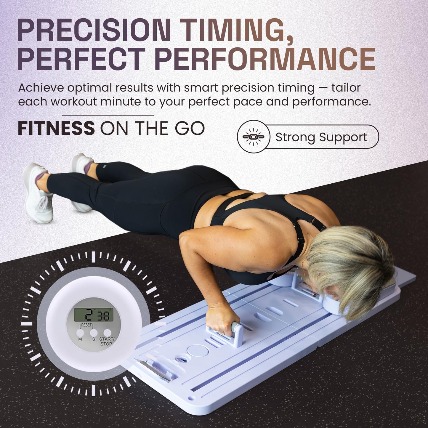 Premium Pilates Reformer Board – Foldable Portable Pilates Machine with Push-Up Bars, Pilates Bar & Resistance Bands for Full-Body Home Workout, Core Strength & Travel Fitness