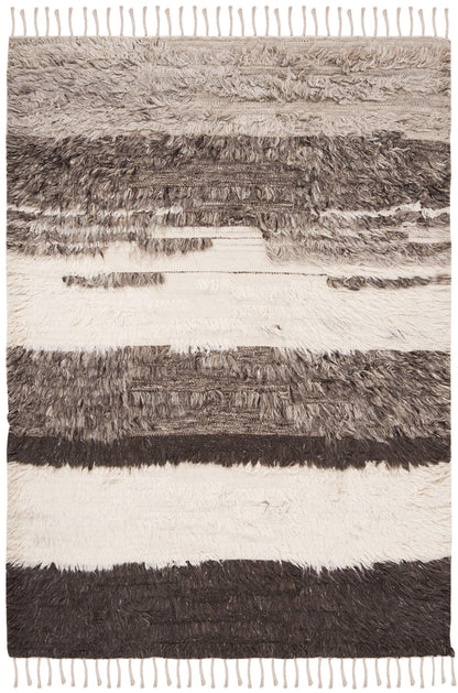 SAFAVIEH Kenya Collection Accent Rug - 4' x 6', Ivory & Grey, Hand-Knotted Tribal Tassel Wool, Ideal for High Traffic Areas in Entryway, Living Room, Bedroom (KNY226A)