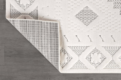 Luul Home Modern Micro Loop Indoor Area Rugs for Living Room Bedroom Kitchen Geometric Trellis White 4x6 Luxury Durable Low and High Pile Non-Shedding Stain Resistant Soft Area Carpet 4 x 6