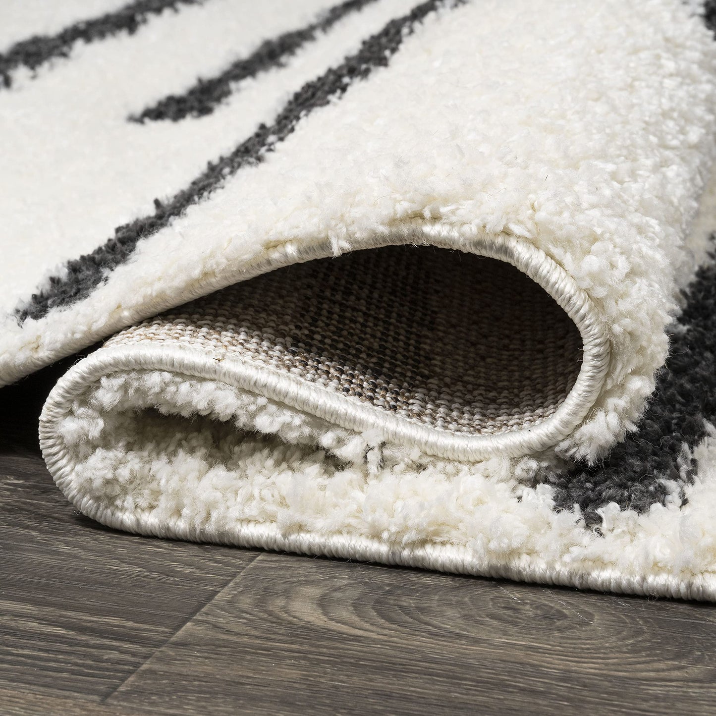 JONATHAN Y Alaro Berber Stripe Shag White/Gray Runner Rug, 2x10, Bohemian, Contemporary, Easy-Cleaning for Living Room, Bedroom, Kitchen, Pet Friendly, Non-Shedding (MOH402A-210)