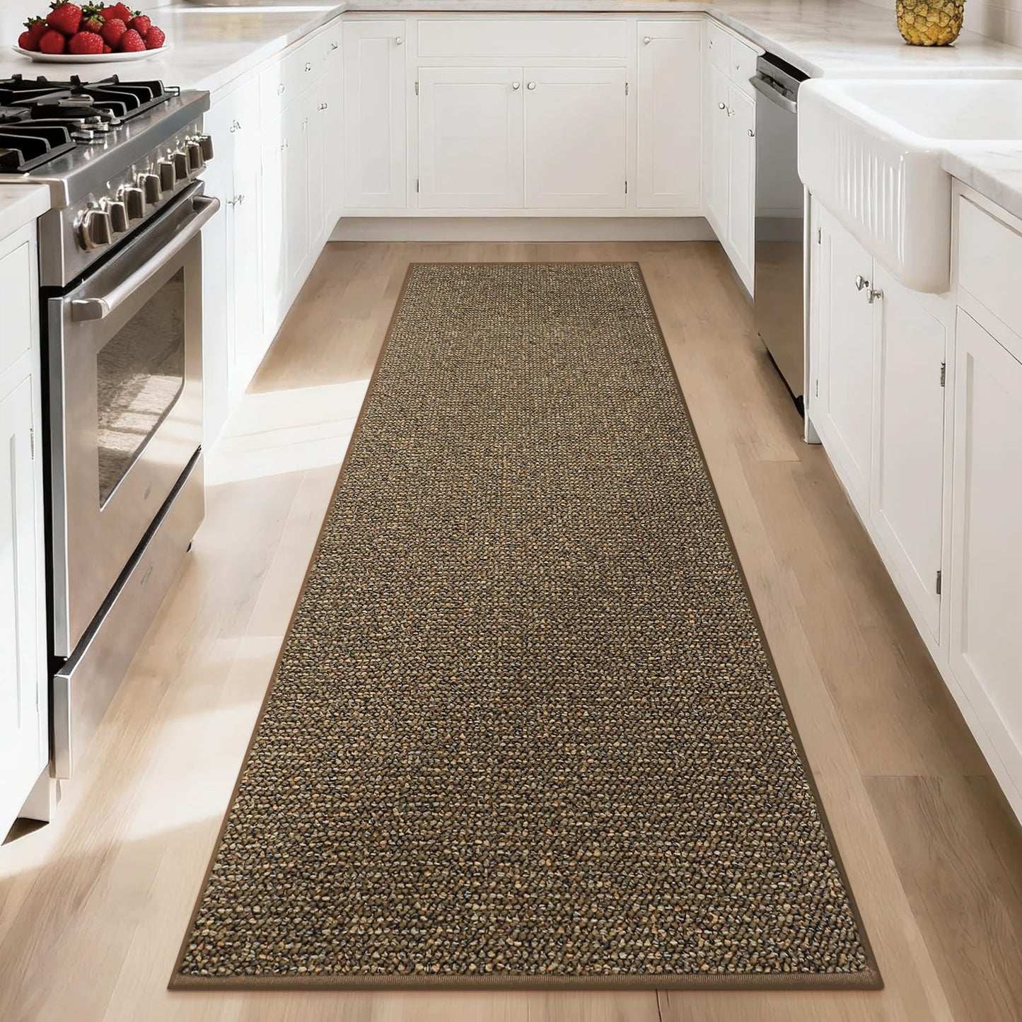 BEQHAUSE Hallway Runner Rugs 2.6x8, Hallway Rug Non-Slip Washable(Rolled-Up NO Creases), Runner Rug Absorbent Stain Resistant Hall Rug Carpet Runner, Entryway Rugs Floor Mat Laundry Room Rugs, Brown