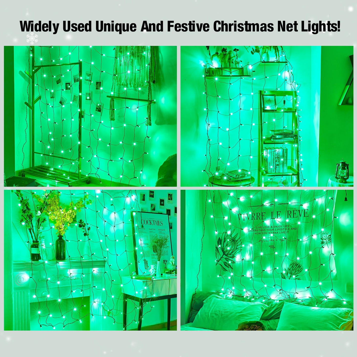 Sylampow Led Green Christmas Net Lights Outdoor Christmas Bushes Lights 120Led 6ftx5ft, Connectable Outdoor Indoor Mesh Net Lighting for Xmas Holiday, Garden, Lawn, Shrubs, Trees, Bushes Decorations