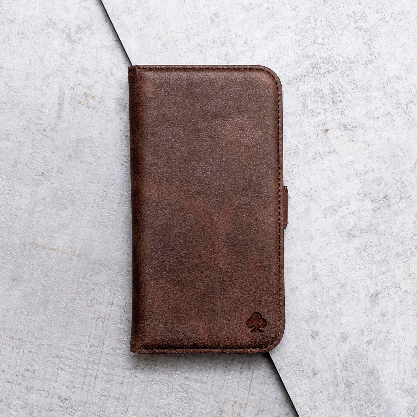 Porter Riley - Leather Case Compatible with iPhone 17. Premium Genuine Leather Stand/Cover/Wallet/Flip Case with Card Slots & Horizontal Stand (Chocolate Brown)