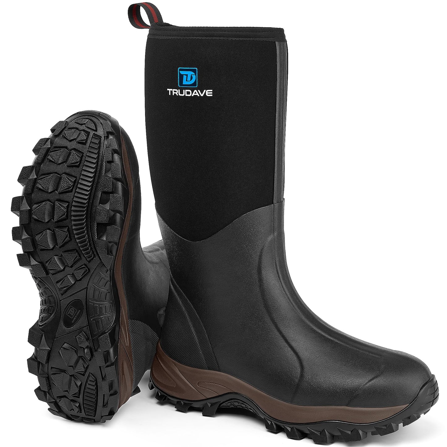 Rubber Boots for Men & Women with Steel Shank, Reliable 6mm Neoprene Waterproof Insulated Rain Boots, Warm Anti-slip High Traction Multi-season Dry Mud Boot for Outdoor Work Hunting, Size 5