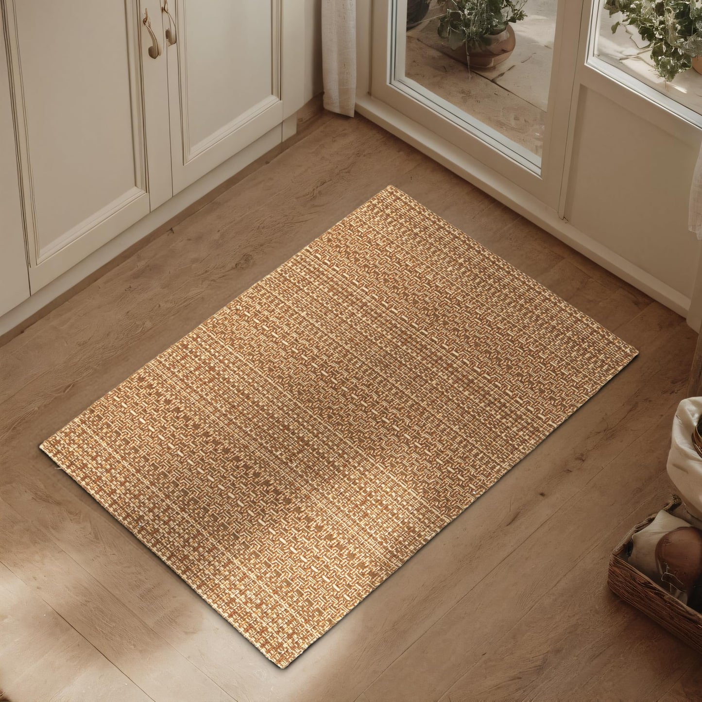 MatEssenz 20"x30" Kitchen Rugs, Woven Kitchen Mats for Floor, Machine Washable Mats Boho Style, Non Slip, Anti-Skid TPR Backing for Kitchen, Non-Slip, Durable, Easy Clean, Everyday Use Brown