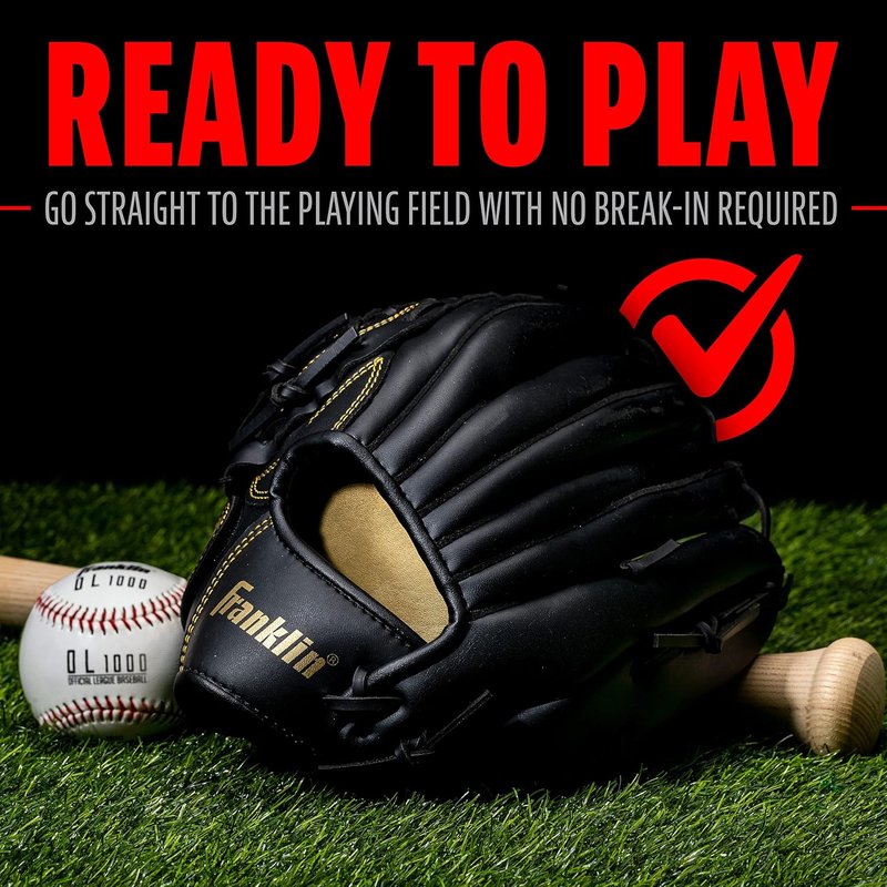 Franklin Sports Field Master Baseball & Softball Glove - Adult & Youth Mitts | Right Hand Throw, Versatile Fit