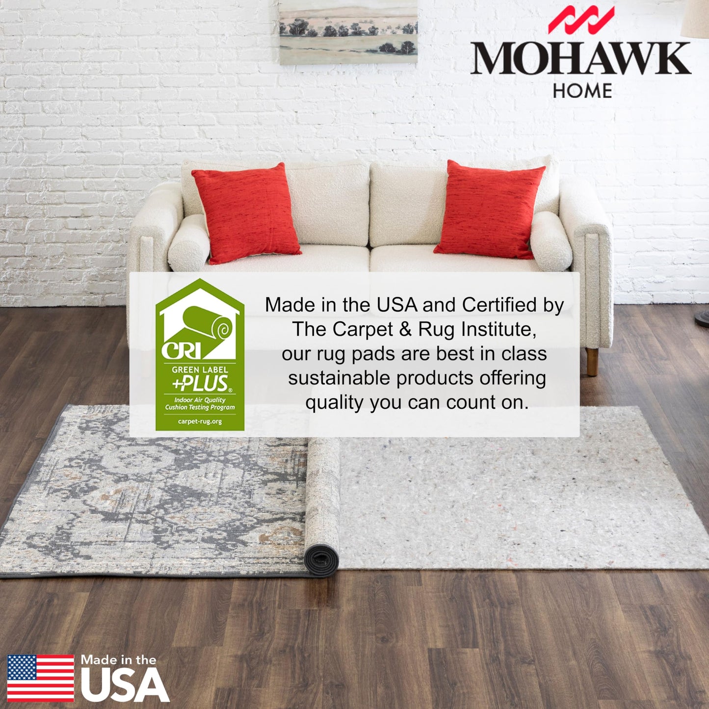 Mohawk Home Felt Rug Pad 4' x 6' - 1/4 Inch Thick Cushion for Area Rugs, Protective Underlay for Hardwood Floors, Comfort and Insulation – Felt Only Pad