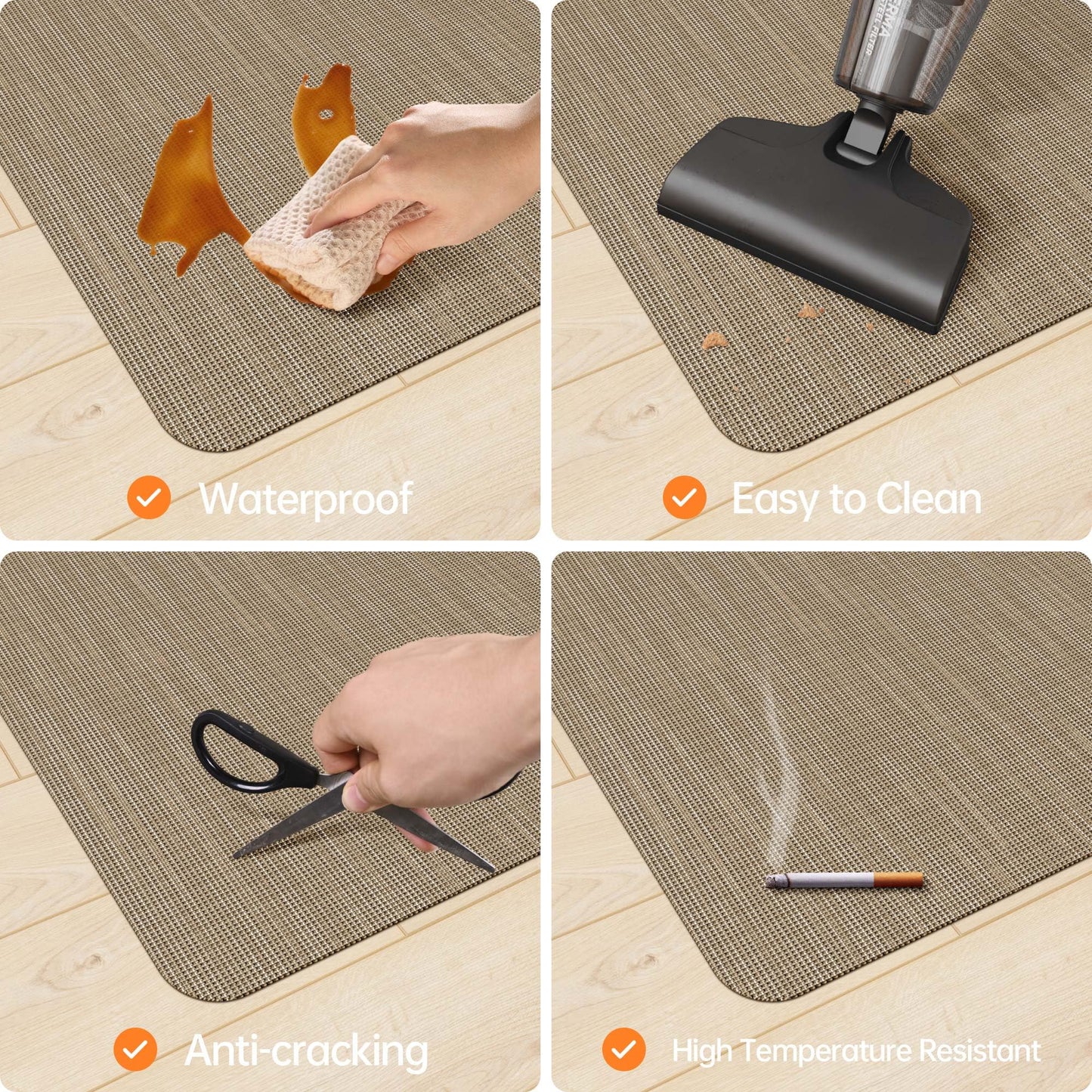 HOMEK Office Chair Mat, 46" x 72" Computer Chair Mat for Hardwood Floor, Non-Curve Anti Slip Hard Floor Protector for Rolling Chair, PVC Mat Desk Rug for Home Office
