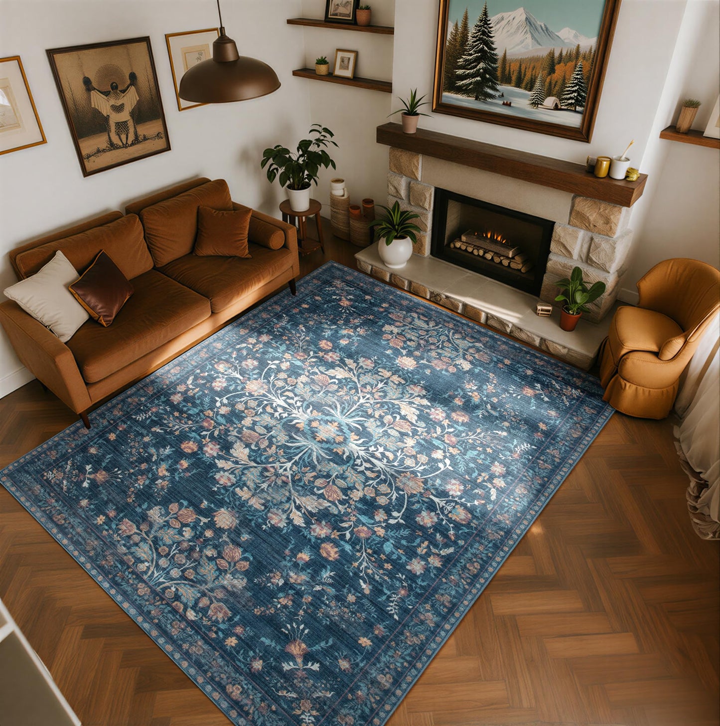 BGASZ Washable Rugs 8x10 Area Rugs for Living Room,Ultra Soft Faux Wool Retro Carpets,Non Slip Backing,Durable Edge Binding,Stain Resistant,The Large Carpet for Bed Room,Dining Room,Office Decor