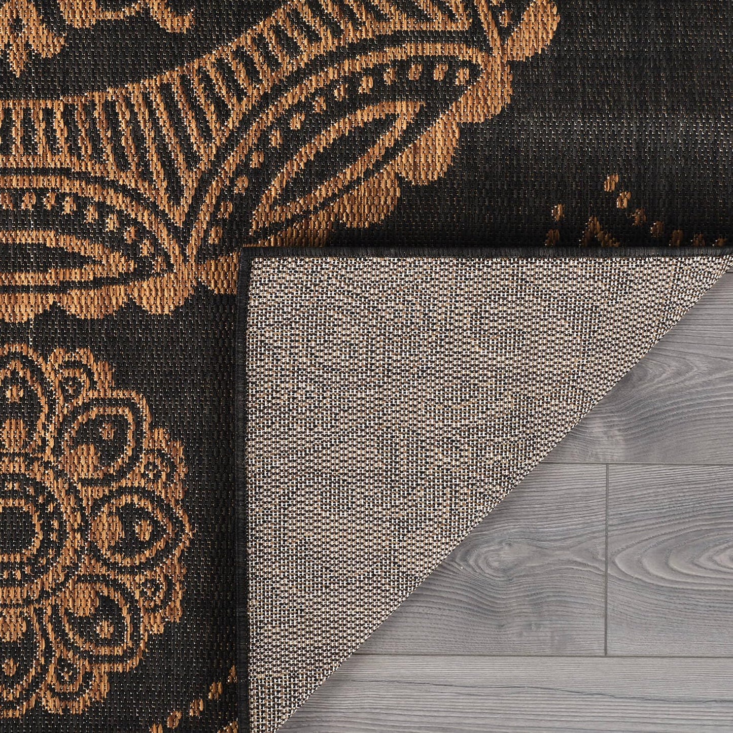 Luul Home Medallion Outdoor Rug 6x9 Washable Outside Carpet for Indoor Patio Porch Waterproof Easy Cleaning Non Shedding Area Rugs Nut Brown 6 x 9