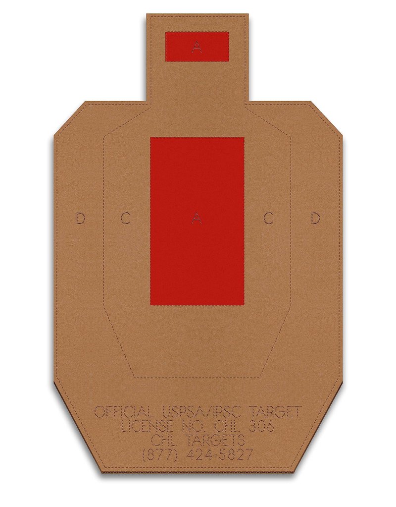Official USPSA/IPSC Cardboard Targets, Competition Torso Target, Silhouette Shooting Target, Cardboard Targets. Made in USA (USPSA Red Center, 20 Target Pack)