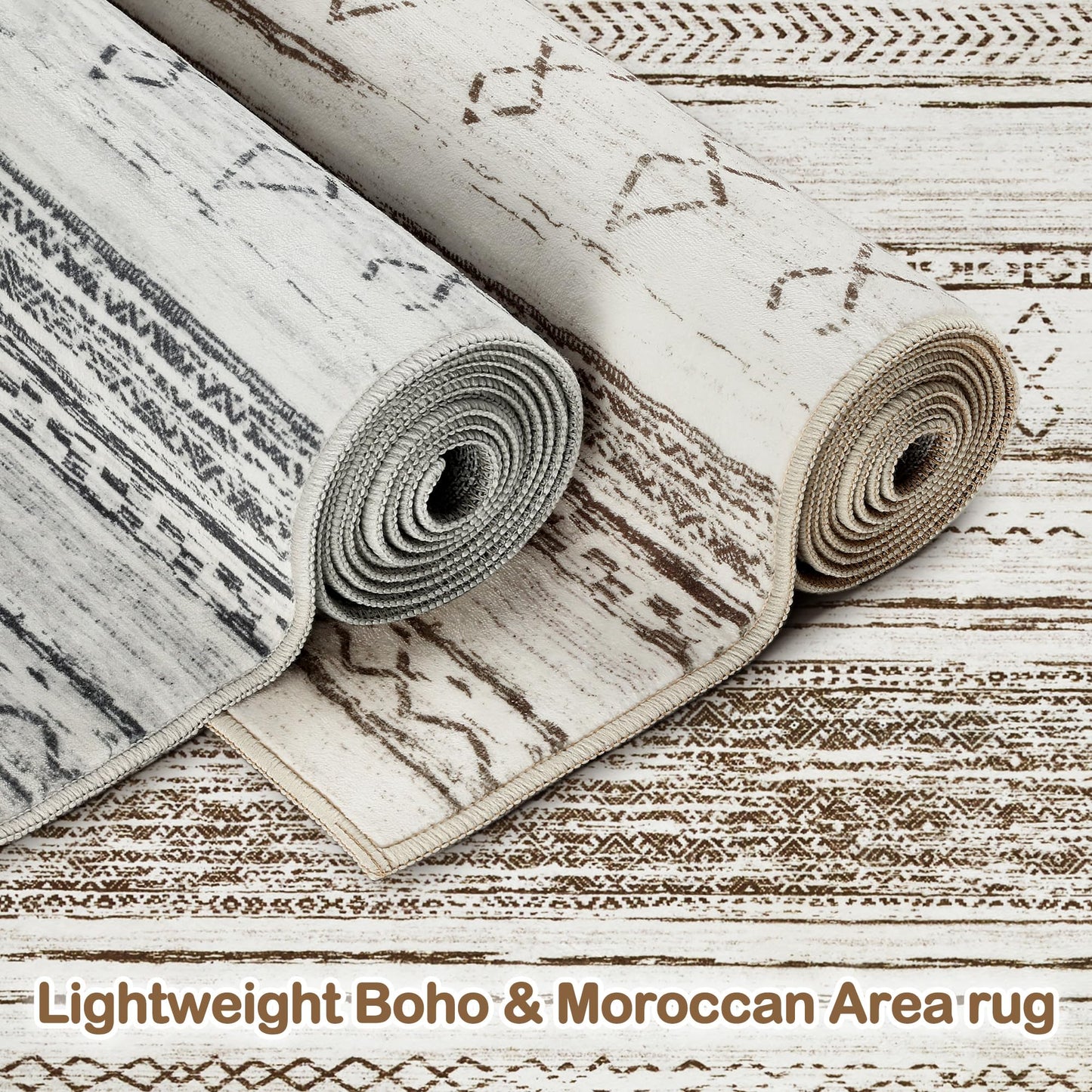 Tortania Area Rug Living Room Rugs - 2x3 Washable Soft Neutral Boho Moroccan Farmhouse Mat Indoor Floor Carpet for Bedroom Under Dining Table Home Office Decor - Cream Brown