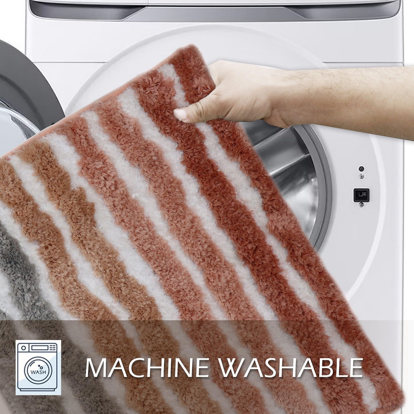 Home Weavers Luxury Toilet Rugs U-Shaped 20x20, Extra Soft and Absorbent Microfiber Bathroom Rugs, Non-Slip Plush Shaggy Bath Mat, Machine Wash Dry, Contour Bathroom Mats for Toilet Base, Coral