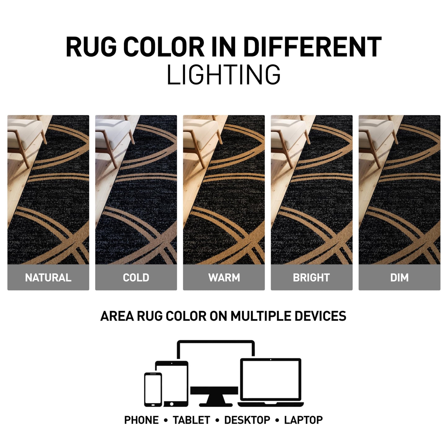 Rugshop Modern Wavy Circles Design Non-Shedding Area Rug, Carpet for Living Room, Dining Room, or Office,Grand Room,Open Spaces 5'3" x 7'3" Camel