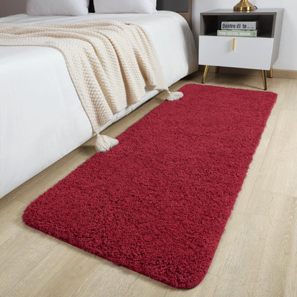 AROGAN Luxury Long Bathroom Runner Rug, 24x60 Inch Thick Soft and Absorbent Microfiber Non Slip Bath Mat, Rubber Backing Christmas Bath Rugs Carpets, Washable Plush Mats for Shower Floor, Red