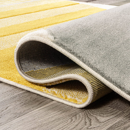 JONATHAN Y Striped Circles Gray/Yellow/Cream Indoor Area Rug 3X5 ft, Nicky Geometric for Living Room, Bedroom, Kitchen, Office, Easy-Cleaning, High Traffic, Pet-Friendly, Non-Shedding UNQ100A-3