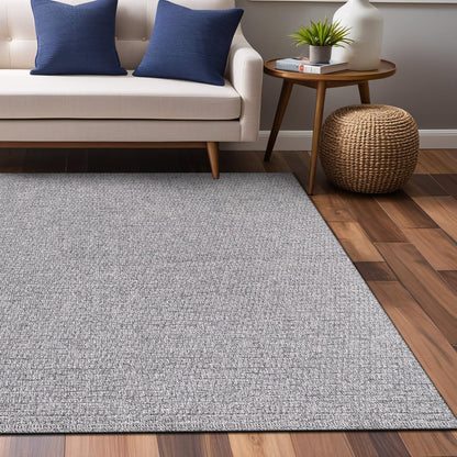 Luul Home Easy Jute Rugs 5x7 Gray Color Living Room Indoor Outdoor Area Rug for Farmhouse Patio and Kitchen Rug High Traffic Washable Easy to Clean Solid Boho Woven Design Outside Carpet (5 x 7)