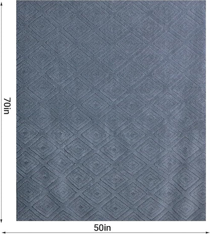 Geometric 50x70 Inch Flannel Jacquard Throw Blanket- Soft & Cozy Luxurious Blankets for Couch, Bed, Sofa, Travel，Home and Dorm Decor，Housewarming Gift for Women & Men,Dark Grey