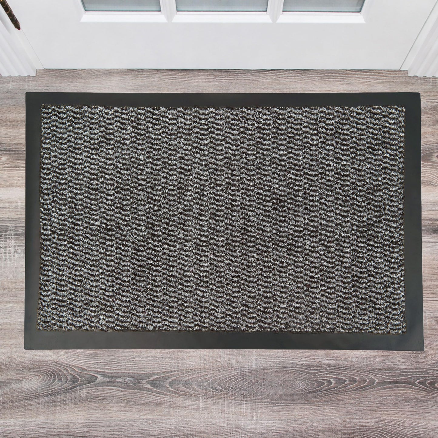 Ultralux Large Indoor Door Mat 35" x 59" Non-Slip Vinyl Backed Entry Doormat, Gray Absorbent Dirt Trapper Entrance Mat, Front and Back Door Mat, Inside Entry Mat