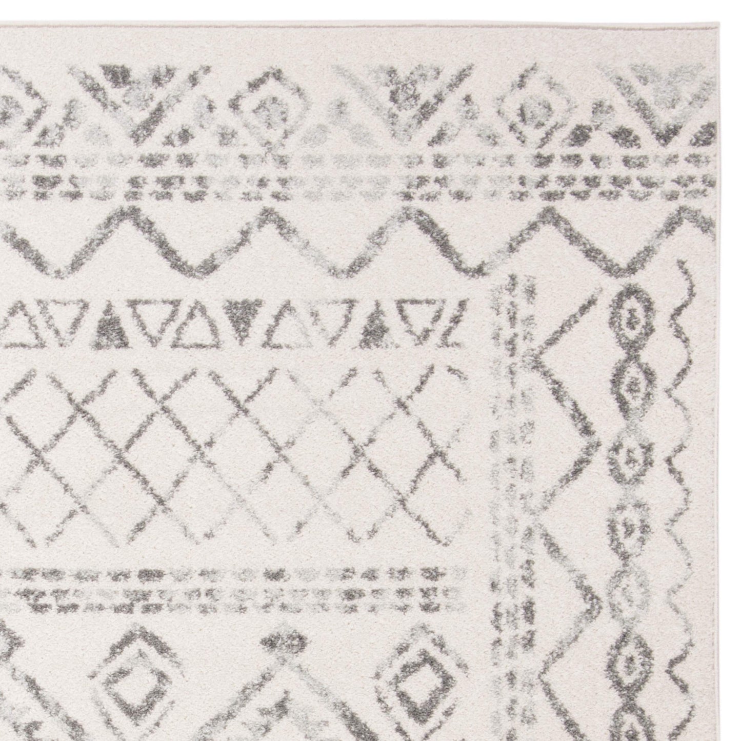 SAFAVIEH Tulum Collection Runner Rug - 2' x 8', Ivory & Grey, Moroccan Boho Distressed Design, Non-Shedding & Easy to Clean, Ideal for Living Room, Hallway, Foyer, Entryway, Bedroom (TUL268A)