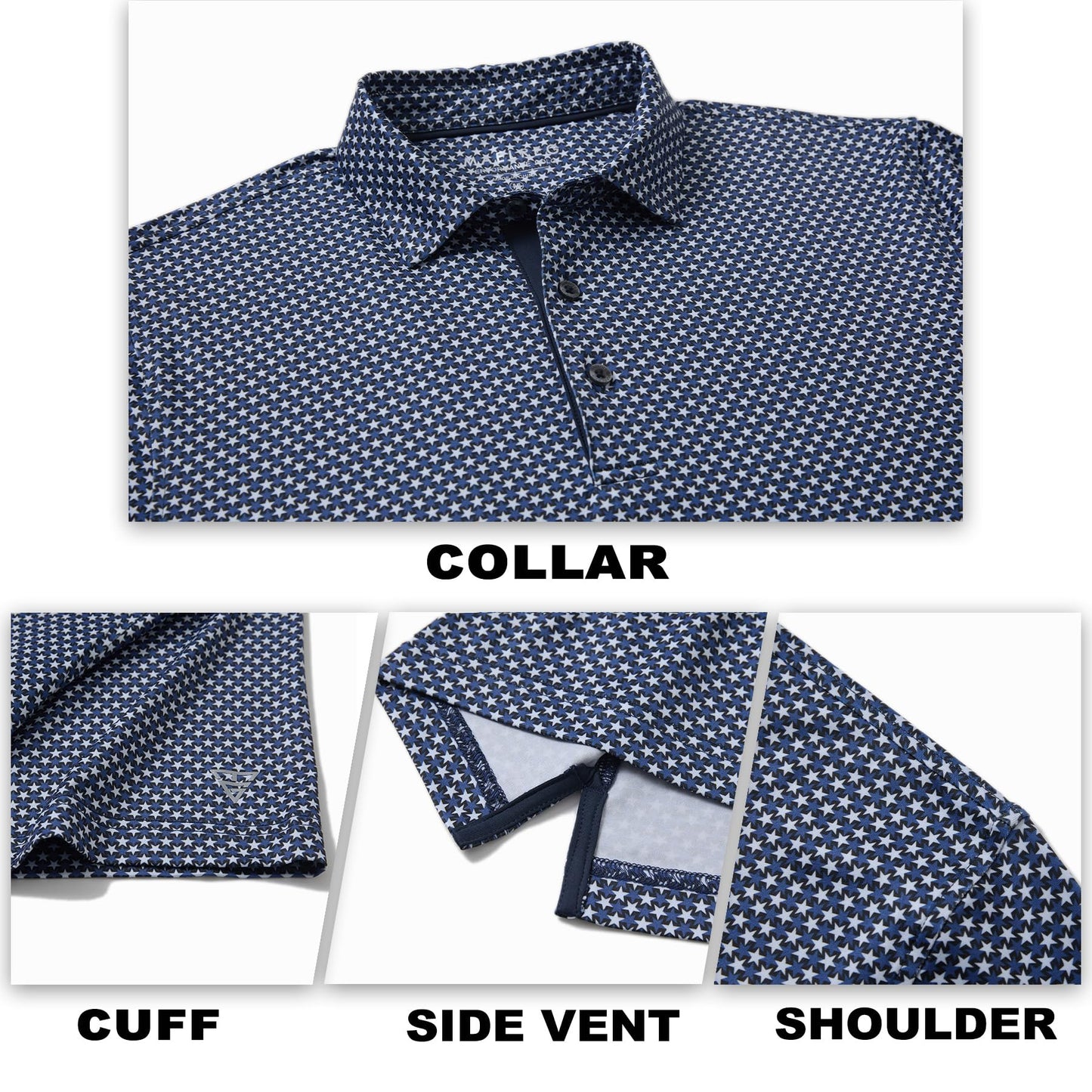 M MAELREG Golf Shirts for Men Dry Fit Print Patterns Performance Moisture Wicking Mens Polo Shirts Short Sleeve