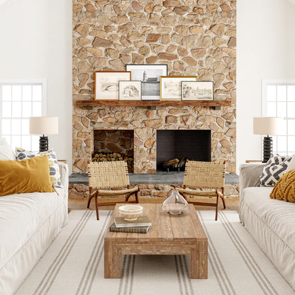 Rugs USA Hawthorn Ivory, 7'6" x 9'6", Handmade, Striped, Wool, Soft and Cozy, High Traffic, Stain Resistant, Easy Clean, Durable Area Rug for Bedroom, Living Room, Dining, Den, Foyer