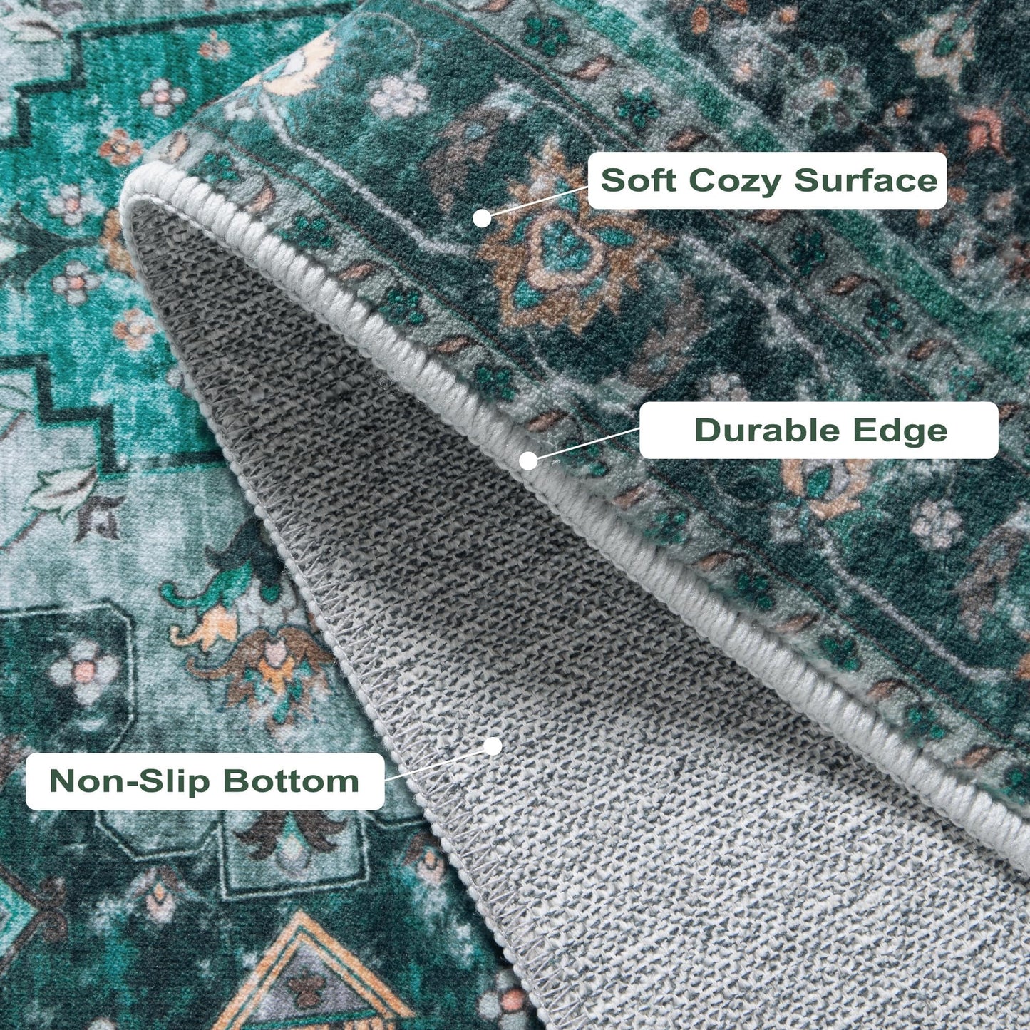 Ciicool 3x5 Entryway Rug Indoor,Washable Non-Slip Low Pile Ultra Soft Area Rugs for Large Kitchen Bedroom Bedside Living Room Distressed Boho Carpet Home Decor