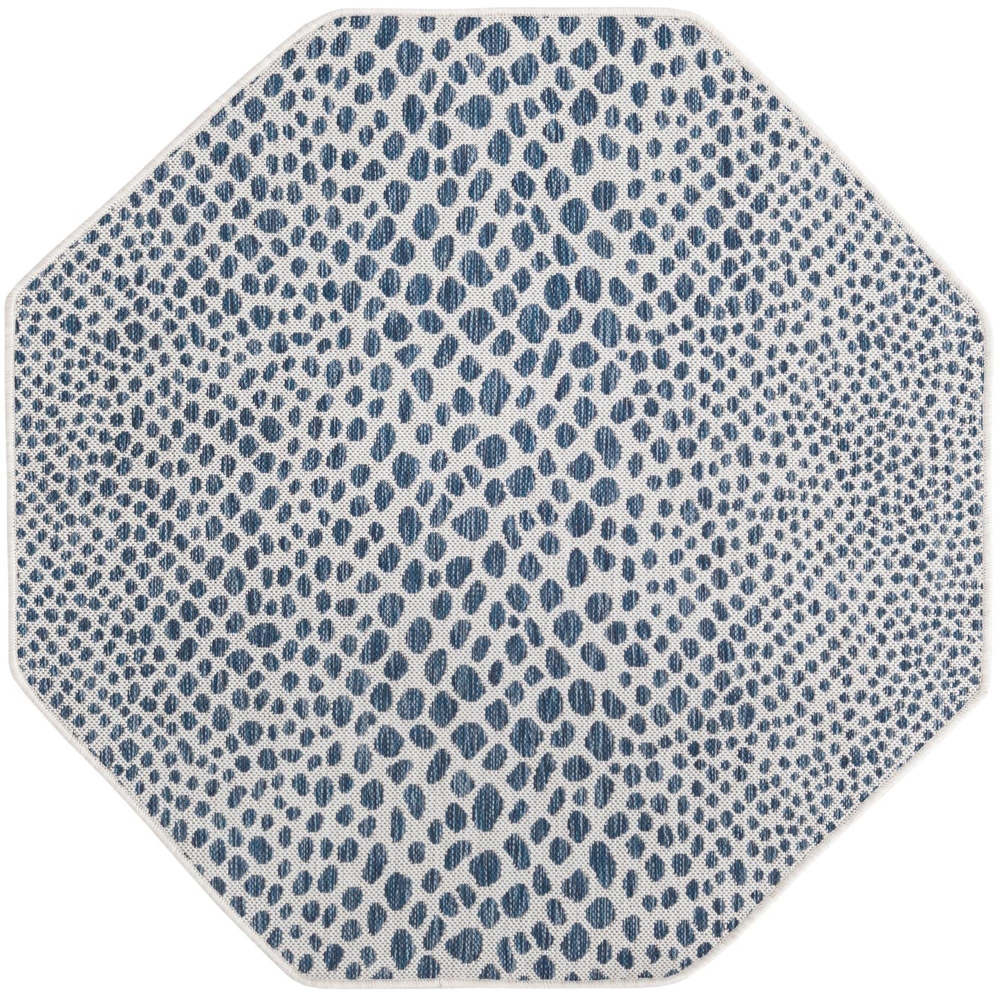 Unique Loom Outdoor Collection Area Rug - Cape Town (4' 1" Octagon, Blue/ Olive)
