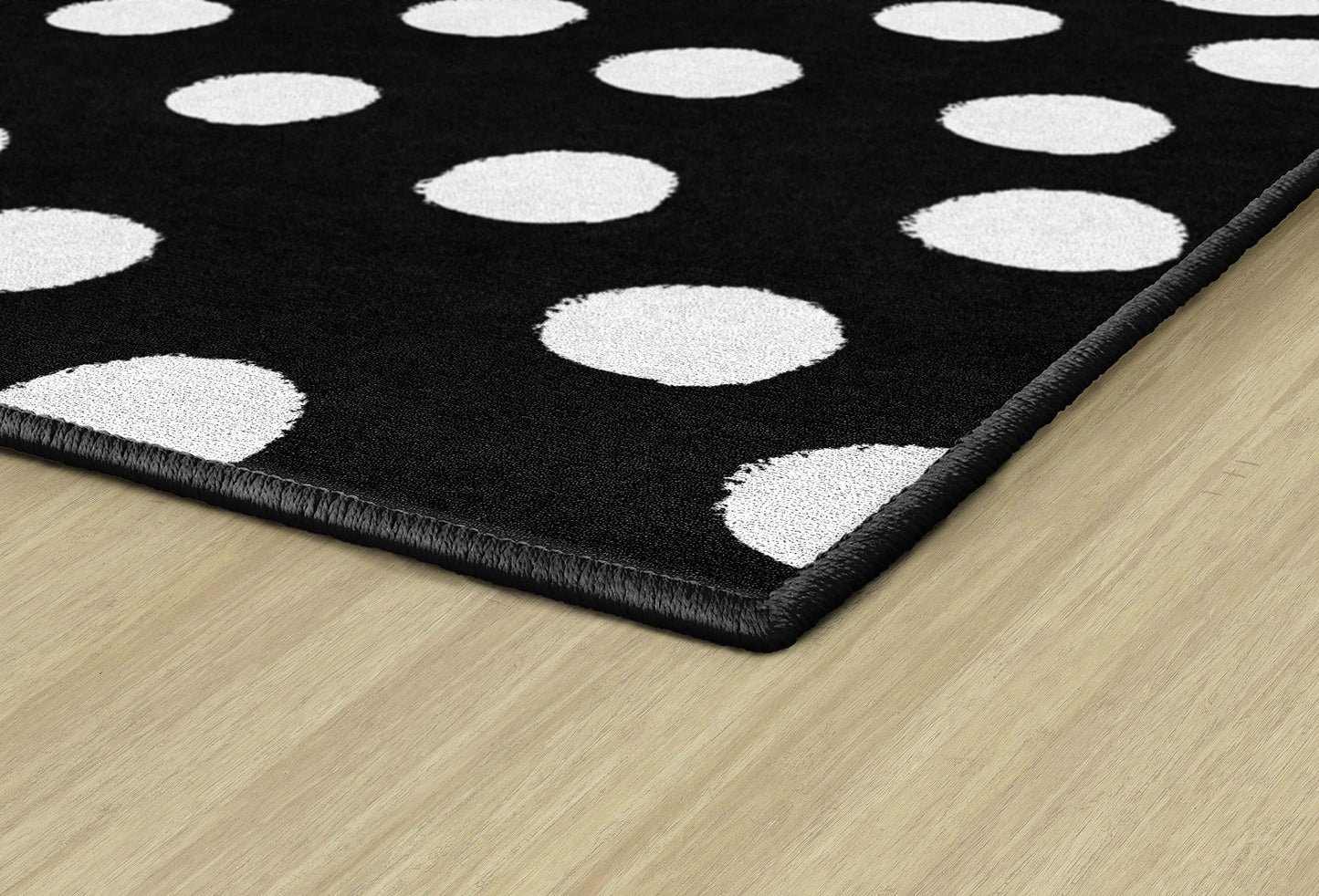 Flagship Carpets Picasso Painted Dots Classroom Area Rug for Indoor Classroom Learning or Kid Bedroom Educational Play Mat, 5'x7'6", Black