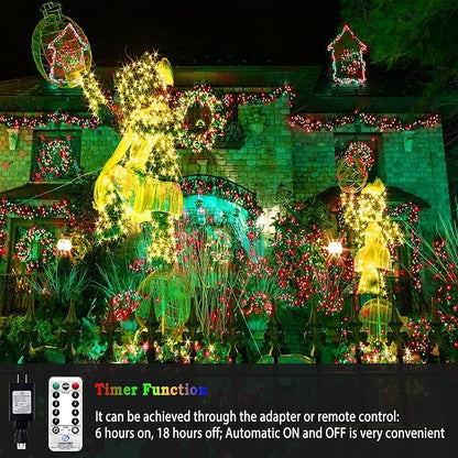 KNONEW 403ft 1000 LED Christmas String Lights Outdoor 8 Modes & Timer Fairy Light Plug in Waterproof Outside Lights for Xmas Yard Tree Wedding Party Holiday Decorations (Red and Green)