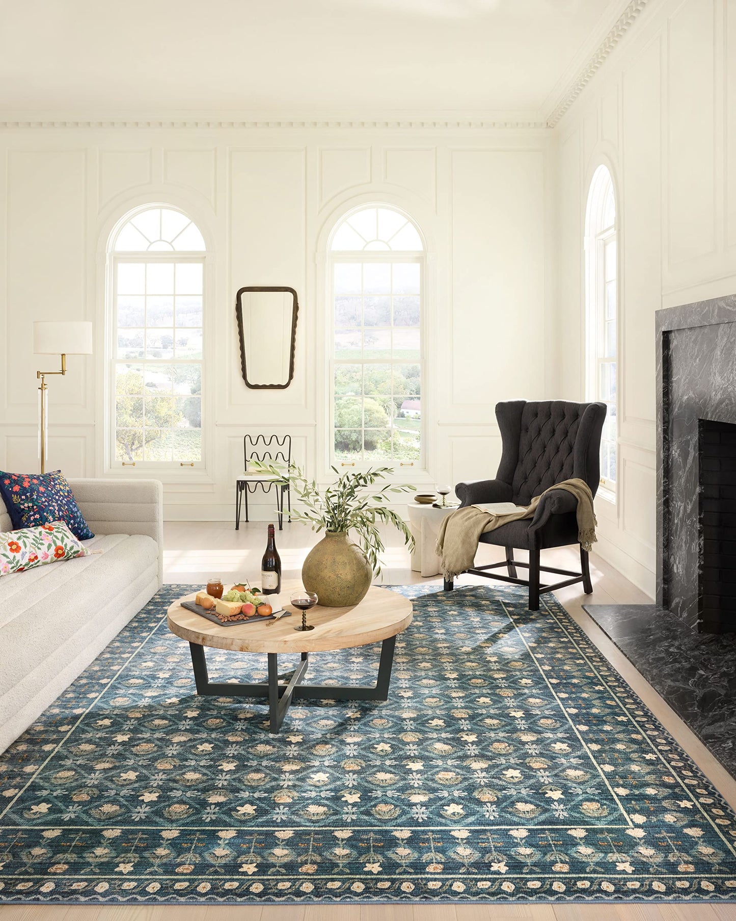 Loloi Rifle Paper Co. Eden Collection EDE-03 Lattice Indigo 8'-6" x 11'-6" Area Rug feat. CloudPile™